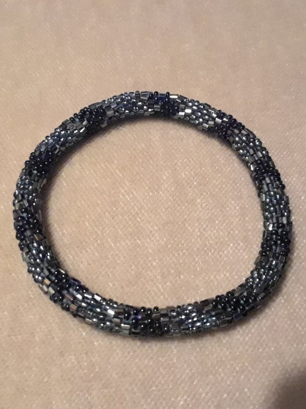 Black Glass Bead Bracelet